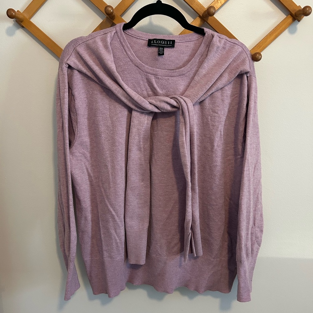 Eloquii Lavender Sweater with Tie Detail - Size 14/16